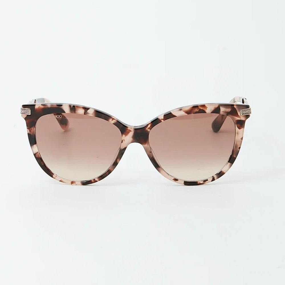 JIMMY CHOO Pink-Tone Havana Sparkle Axelle Cat-Eye Sunglasses, NWOT